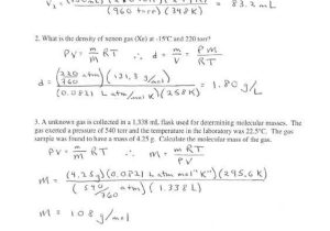 Gas Law Problems Worksheet with Answers or Gas Stoichiometry Worksheet