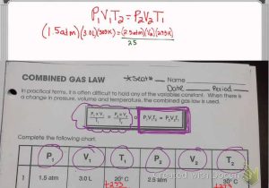 Gas Law Problems Worksheet with Bined Gas Law