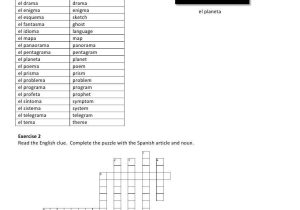 Gender Of Nouns In Spanish Worksheet or Spanish Nouns and Gender 2