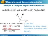Geometry Segment and Angle Addition Worksheet Answer Key with Measuring and Constructing Angles 1 3 Holt Geometry Ppt