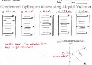 Graduated Cylinder Measuring Liquid Volume Worksheet Answer Key or Volume A Cylinder Worksheet