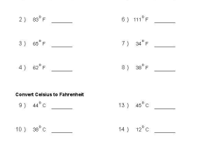Graduated Cylinder Worksheet as Well as Converting Fahrenheit & Celsius Temperature Measurements Worksheets