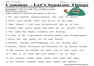 Grammar Worksheets Pdf with 100 Free Downloadable Punctuation Ma Worksheets Using Co