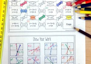 Graphing Using Intercepts Worksheet Along with Systems Of Equations Maze Slope Intercept form solve by Graphing