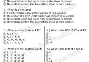 Greatest Common Factor Worksheet Answer Key Along with Factors and Multiples Quiz 4 Oa 4
