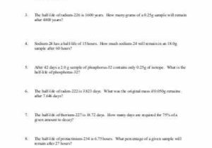 Half Life Practice Worksheet Along with Nuclear Reactions and Half Life Worksheet Plymouth State
