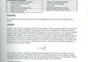 Harmonic Motion Worksheet Answers Also Activity P14 Simple Harmonic Motion Mass On A Spring force
