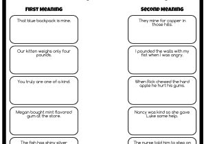 High School Vocabulary Worksheets or Multiple Meaning Words Worksheets 5th Grade Pdf Multi Math Context