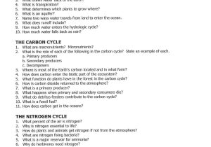 Hr Diagram Worksheet Answer Key with 18best Water Carbon and Nitrogen Cycle Worksheet Color Sheet