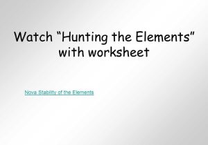 Hunting the Elements Video Worksheet Along with Unit 4 atoms and the Periodic Table Ppt Video Online