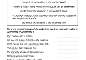 Identify Nouns and Adjectives Worksheets and Worksheets Possessive Nouns 5th Grade