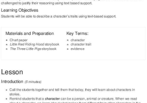 Identifying Character Traits Worksheet together with Identifying Character Traits Lesson Plan