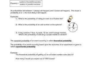 Independent Practice Math Worksheet Answers Also Probability Worksheets 6th Grade Printable Probability