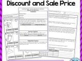 Independent Practice Worksheet Answers with Percents Discount and Sale Price Notes Task Cards and A