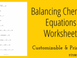 Inequalities Practice Worksheet and Balancing Chemical Equations Worksheet