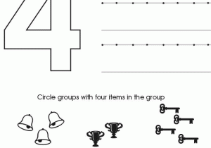 Kindergarten Activities Worksheets Along with Number Four Worksheet Free Preschool Printable