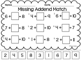 Kindergarten English Worksheets with Grade Worksheet Missing Addend Worksheets First Grade Gras