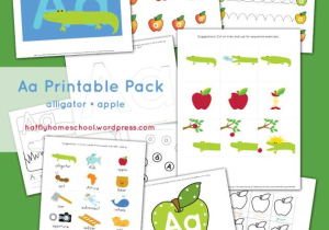 Kindergarten Word Worksheets with Aa – Alligator and Apple Printable Pack