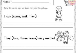Kindergarten Writing Worksheets and Sight Word Sentence Writing First Grade