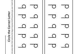 Kindergarten Writing Worksheets or B D Letter Reversal Match Beginning sound Worksheet