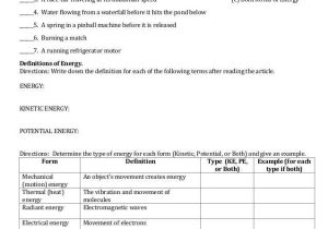 Kinetic and Potential Energy Worksheet as Well as Worksheets 45 Re Mendations Potential and Kinetic Energy Worksheet