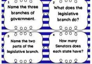 Legislative Branch Worksheet and Three Branches Of Government Review Task Cards Set Of 20