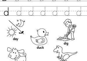 Letter D Preschool Worksheets and Words Starting with Letter D