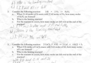 Limiting Reactant and Percent Yield Worksheet Answer Key or Fresh Limiting Reactant Worksheet Fresh Percent Yield and Limiting