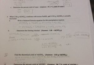 Limiting Reagent Worksheet Also theoretical and Percent Yield Worksheet Answers & ""sc" 1"st" "