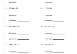 Linear Equations Review Worksheet Along with Find X Intercept and Y Intercept for Each Equation