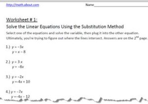 Linear Quadratic Systems Worksheet or Systems Of Equations by Substitution Worksheets