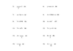 Literal Equations Worksheet 1 Answer Key and solve the Equation for Indicated Variable Worksheet Tessshebaylo