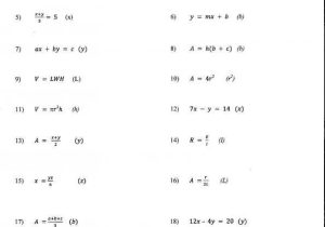 Literal Equations Worksheet Answer Key with Work Along with Fresh Literal Equations Worksheet Inspirational Algebra Answer