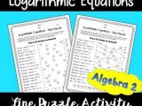 Logarithmic Equations Worksheet with Answers Also Logarithms Puzzles Teaching Resources