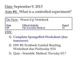 Manipulated and Responding Variables Worksheet Answers and Date September 9 2015 Aim 4 What is A Controlled Experiment Hw