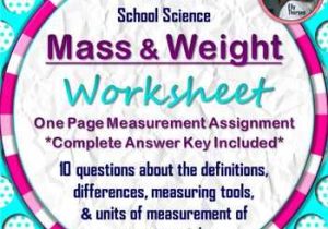 Mass and Weight Worksheet Answer Key Along with Mass and Weight Worksheet A Science Measurement Resource
