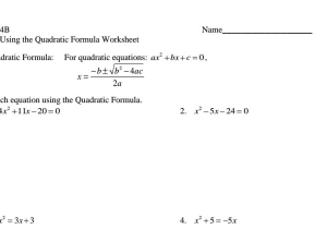 Math 154b Completing the Square Worksheet Answers together with Worksheets 46 Best solving Quadratic Equations by Factoring