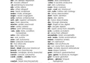 Medical Terminology Suffixes Worksheet together with Ziemlich Anatomy and Physiology Prefixes Zeitgenössisch
