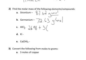 Mole to Grams Grams to Moles Conversions Worksheet Answers and Moles Scientific Notation Bing Images