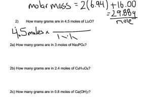 Mole to Grams Grams to Moles Conversions Worksheet Answers with Mole Calculation Worksheet Cadrecorner