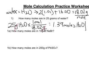 Moles to Grams Worksheet with Mole Calculation Practice Worksheet astheysawit Free Sampl