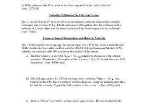 Momentum and Collisions Worksheet Answers Also Physics 121 Elastic Collisions Zero total Momentum Section 10 6 Of