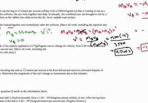 Momentum and Collisions Worksheet Answers and Momentum and Impulse Worksheet