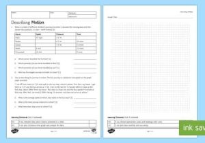 Motion Graphs Worksheet and Describing Motion Homework Worksheet Activity Sheet