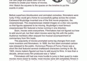 Movie Worksheets for the Classroom or History Of Movies