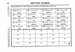 Moving Words Math Worksheet as Well as Algebra with Pizzazz Answer Key Best Moving Words Math Worksheet