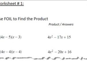 Multiplying Polynomials Worksheet 1 Answers and Using Foil to solve Algebra Equations