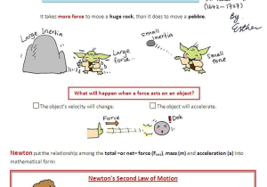 Newton's First Law Worksheet or A Cartoon Guide to Physics Newton S Second Law Of Motion