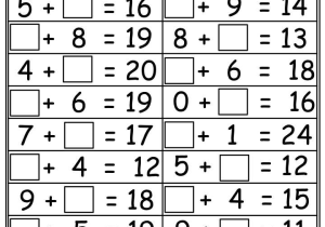 Number 2 Worksheets as Well as Missing Addends solve Each Number Sentence by Adding the Missing