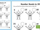 Number Bonds Worksheets and Number Bonds to 20 On Robots Worksheet Number Bonds 20